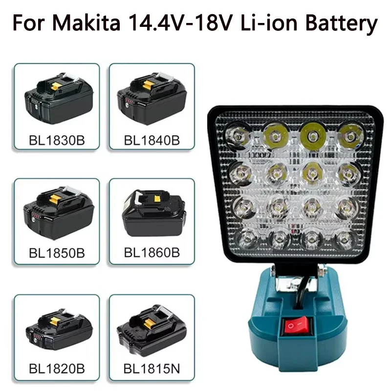 For Makita 14.4V 18V Li-ion Battery 3 inch LED Work Light Flashlight Portable Camping Flood Lamp Lantern Emergency Lighting