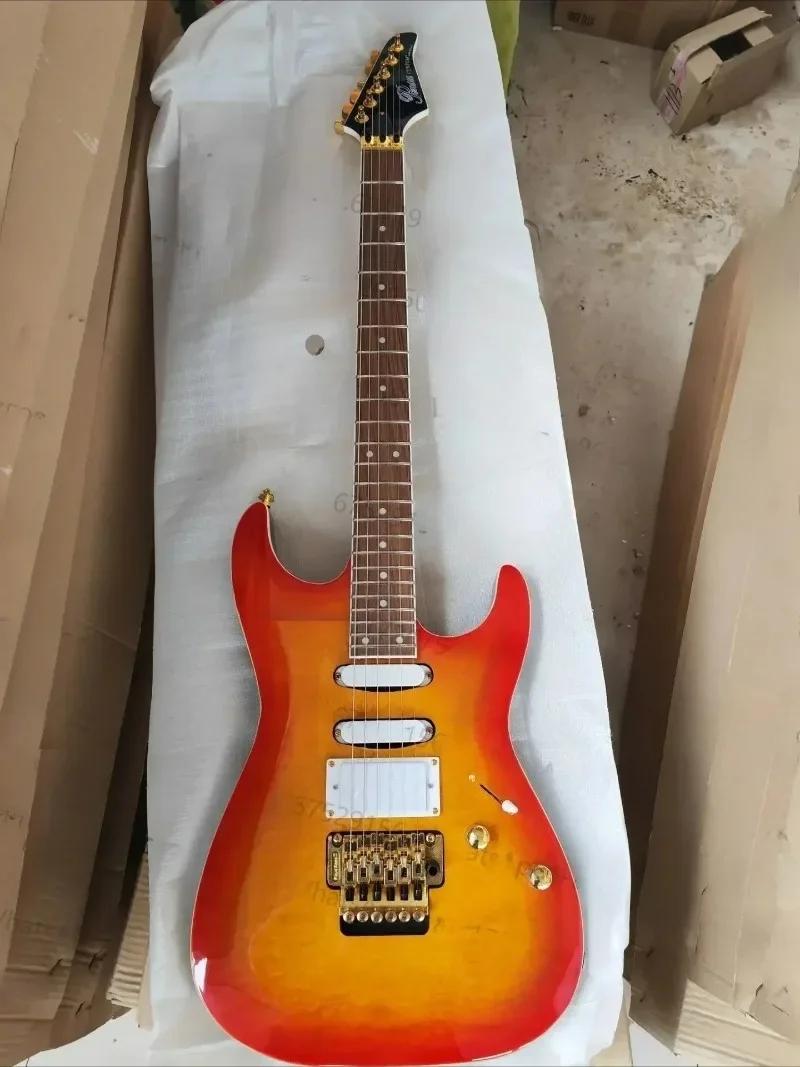 Custom Knopfler MK Electric Guitar - Amber Sunburst Quilted Maple Top