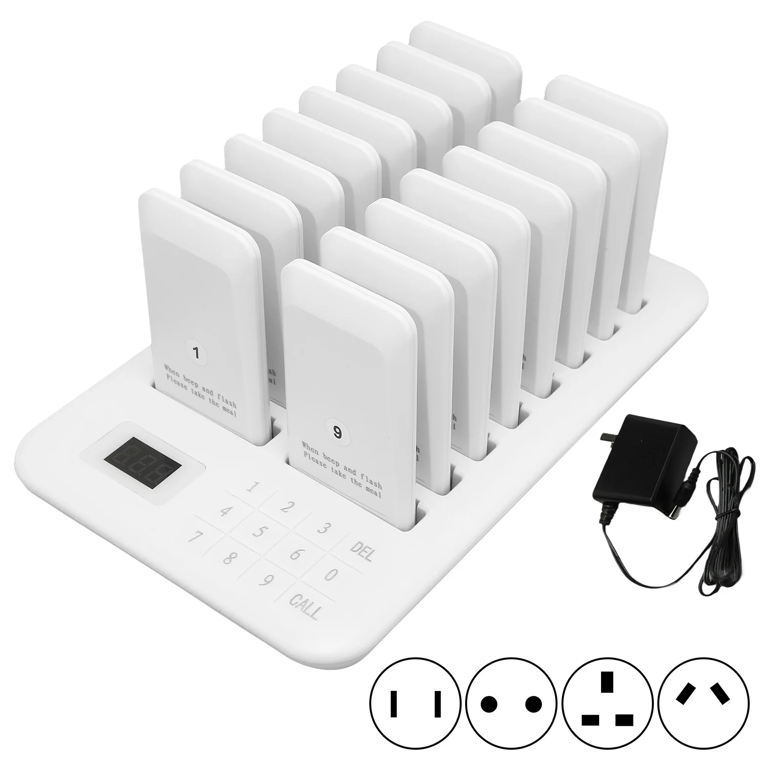 Wireless Calling System 1 Host Controls 16 Pager 800m Transmission Waterproof White Restaurant Pager System new