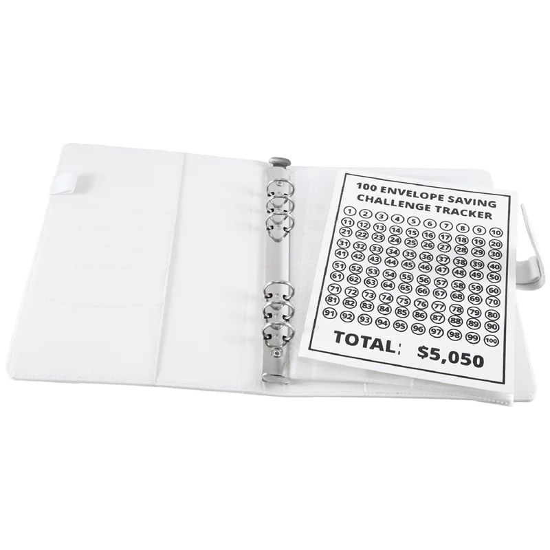

100 Envelope Challenge Binder Savings Challenges Binder Easy And Fun Way To Savemoney (White)