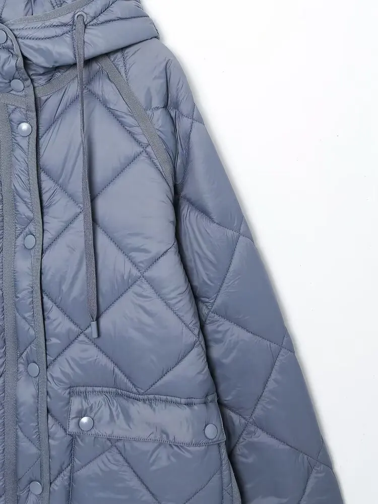 Frühling 2026 Damen Faionable Lange Version Lose Baumwolle Jaet Lazy Sle Schlankheitseffekt Oberbekleidungsmantel mit Kapuze Einzelb...