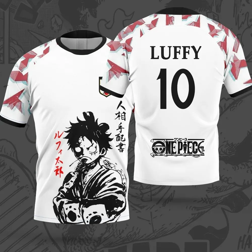 

Summer Anime One Piece Luffy and Zoro Style Football T-shirt, Breathable for Sports, Bandai Special Edition for Cosplay Outfits