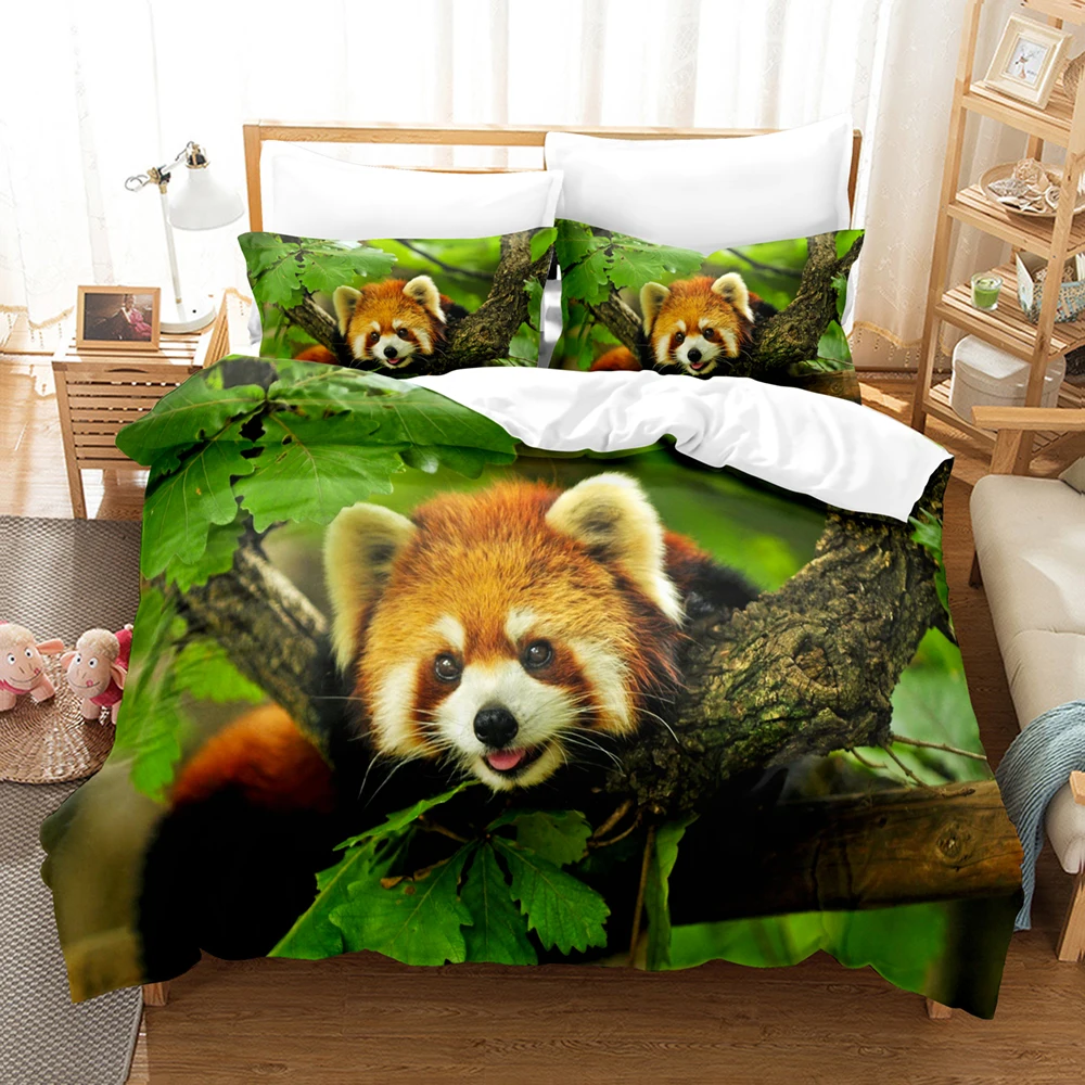 

3D комплекты постельного белья The Lesser Panda, пододеяльник с наволочкой, двойное полное постельное белье Queen King, постельное белье