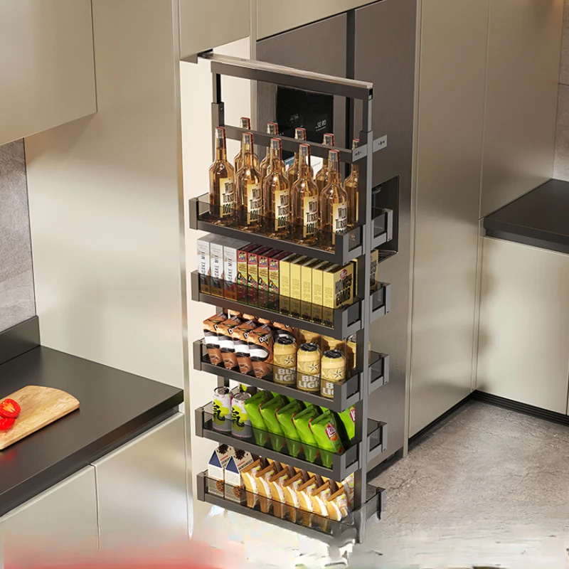 High Cabinet Pull Basket Kitche High Depth Extremely Narrow Snack Cabinet Wine Drawer Mobile Storage Rack