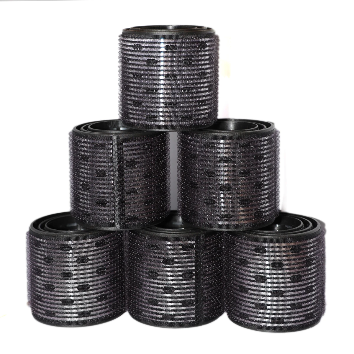18pcs Extra Large Aluminum Core Black Hair Rollers Set Multiple Size Hook & Loop Jumboo Air Bang Magic Sleep Curl Bar 60mm 1929