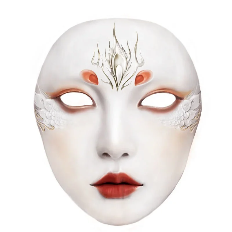 Soul Hoenix Empress Ancient Style Mask Hanfu Dress Up Golden Full Face Figure Party Dance Girl Accessorie Halloween Cosplay Gift