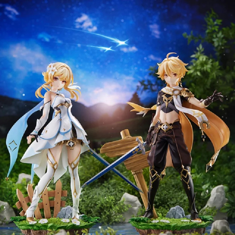 

25cm Genshin Impact Aether Anime Figure Genshin Impact Lumine Action Figure Traveler Ver.1/7 Figurine Collection Model Doll Toys