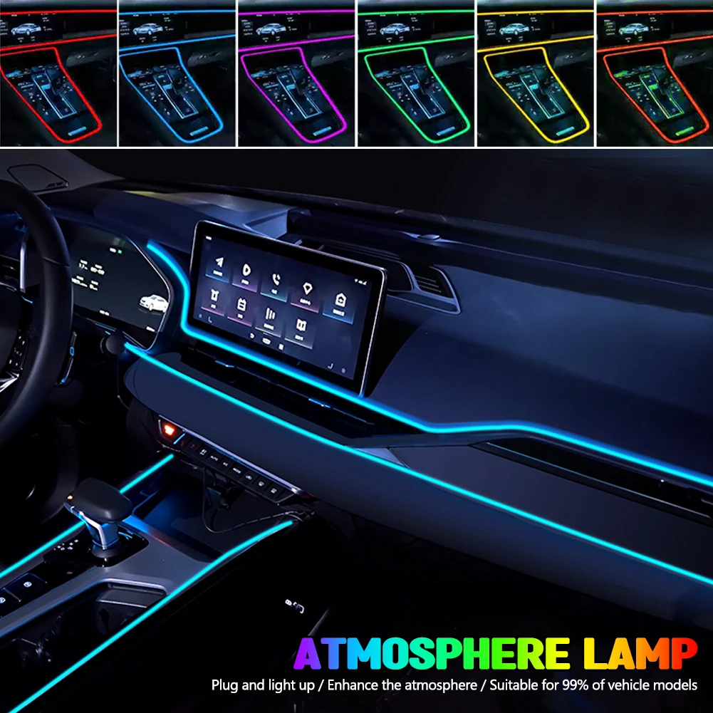 1/3/5 متر سيارة مصباح ليد قطاع سيارة DIY بها بنفسك ديكور داخلي حزام مصابيح التوصيل والتشغيل داخلي مصباح لتهيئة الجو للحزب إعلان علامات لافتات #1