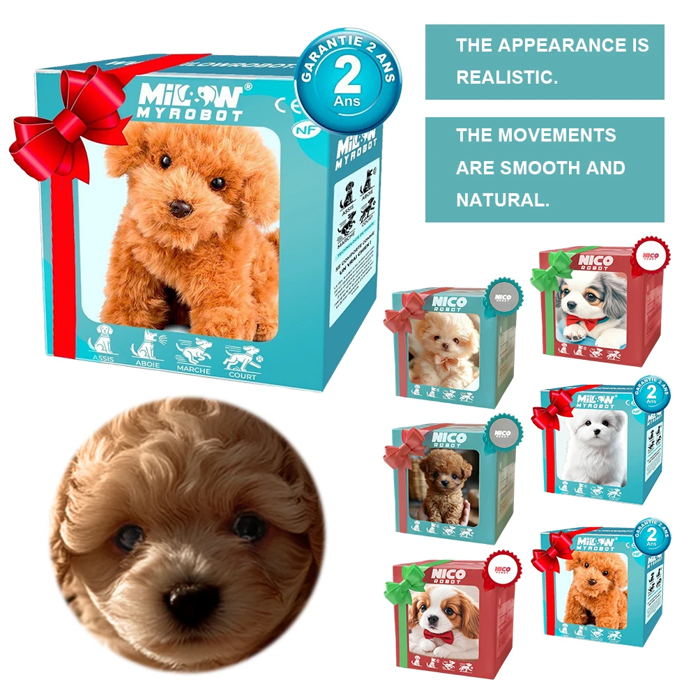 Robô eletrônico cão interativo brinquedo de pelúcia filhote de cachorro acts como um filhote de cachorro real bonito andando cão latido cauda balançando para meninas meninos