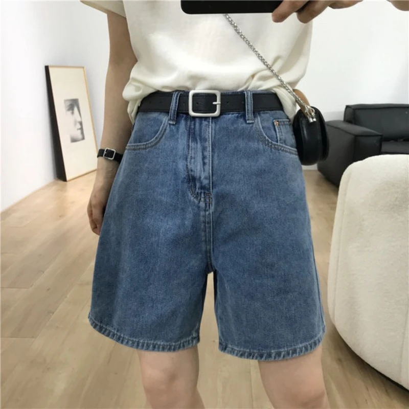 Shorts Women High Waist Casual Retro All-match High Quality Vintage Hot Sale Streetwear Knee Length Straight Trouser Womens Q549