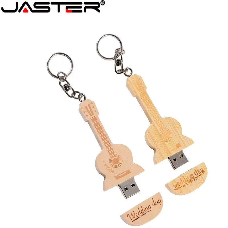 JASTER drewno klonowe i bambusowa gitara Pen Drive 128GB darmowa własne Logo pamięć USB 64GB z pudełkiem pendrive 32GB kreatywny prezent