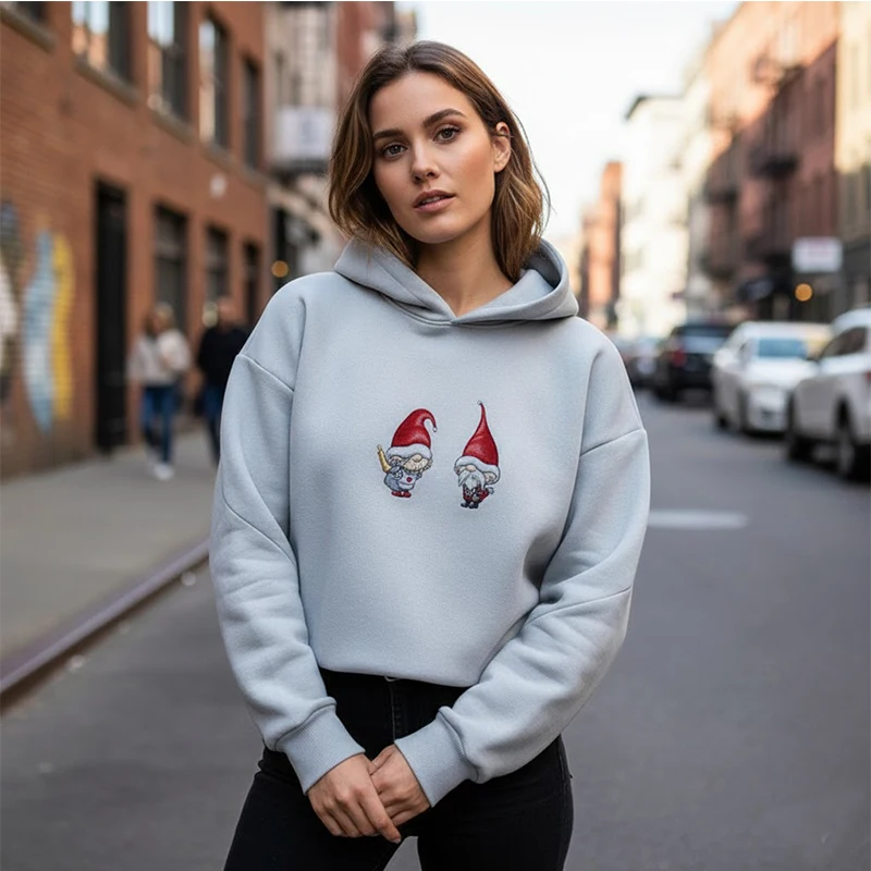 2025, neuer Super-Weihnachts-Hoodie, Winter, Freizeit, Straße, Schneemann, Schneeflocke, bedruckt, Kapuzenpullover, Y2k, Gothic, Punk, lockere Langarm