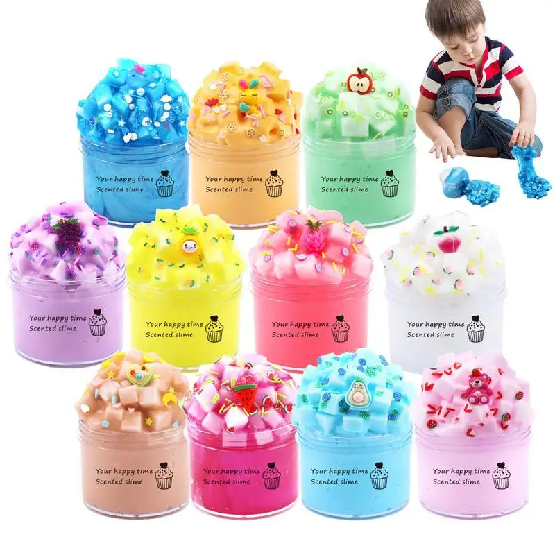 Soft Sludge Toy 11pcs Cute Stress Relief Toy With Charm Non-Sticky Super Soft Stress Relief Sensory Toy For Girls And Boys