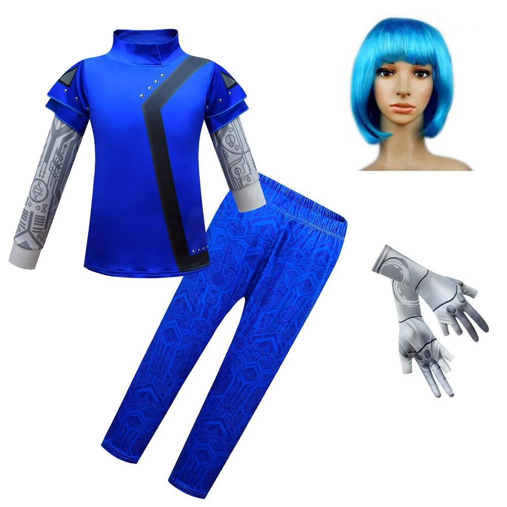 Disney Zombie 3 Alien Creature Costume Cosplay Kids Addison Outfit Fancy Dress Girls Carnival Halloween Clothe with Gloves Wig