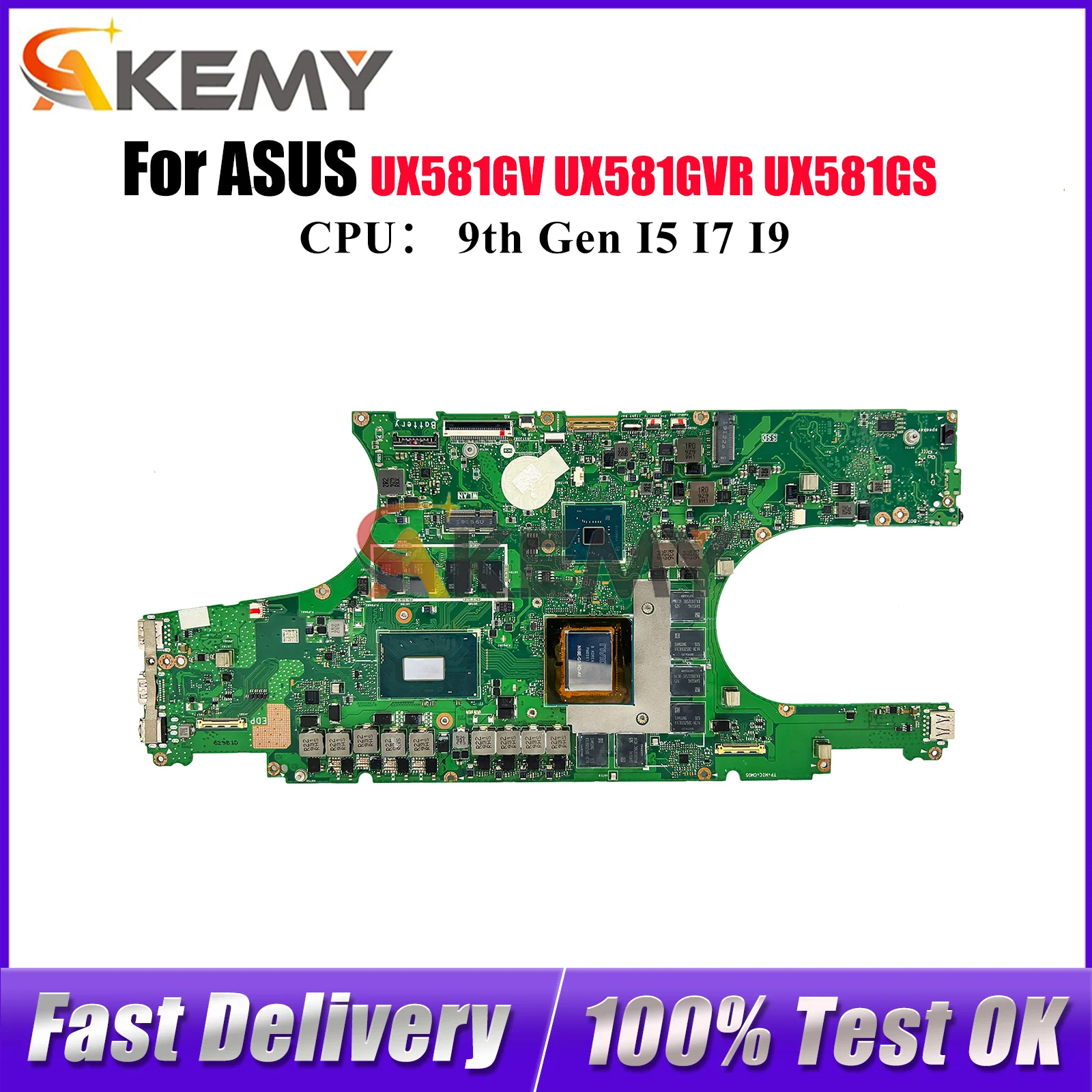 

UX581GV Laptop Motherboard For ASUS ZenBook UX581GV UM581L UX581GS UX581GVR UX581 VM581L Notebook Mainboard With I5 I7 I9 CPU