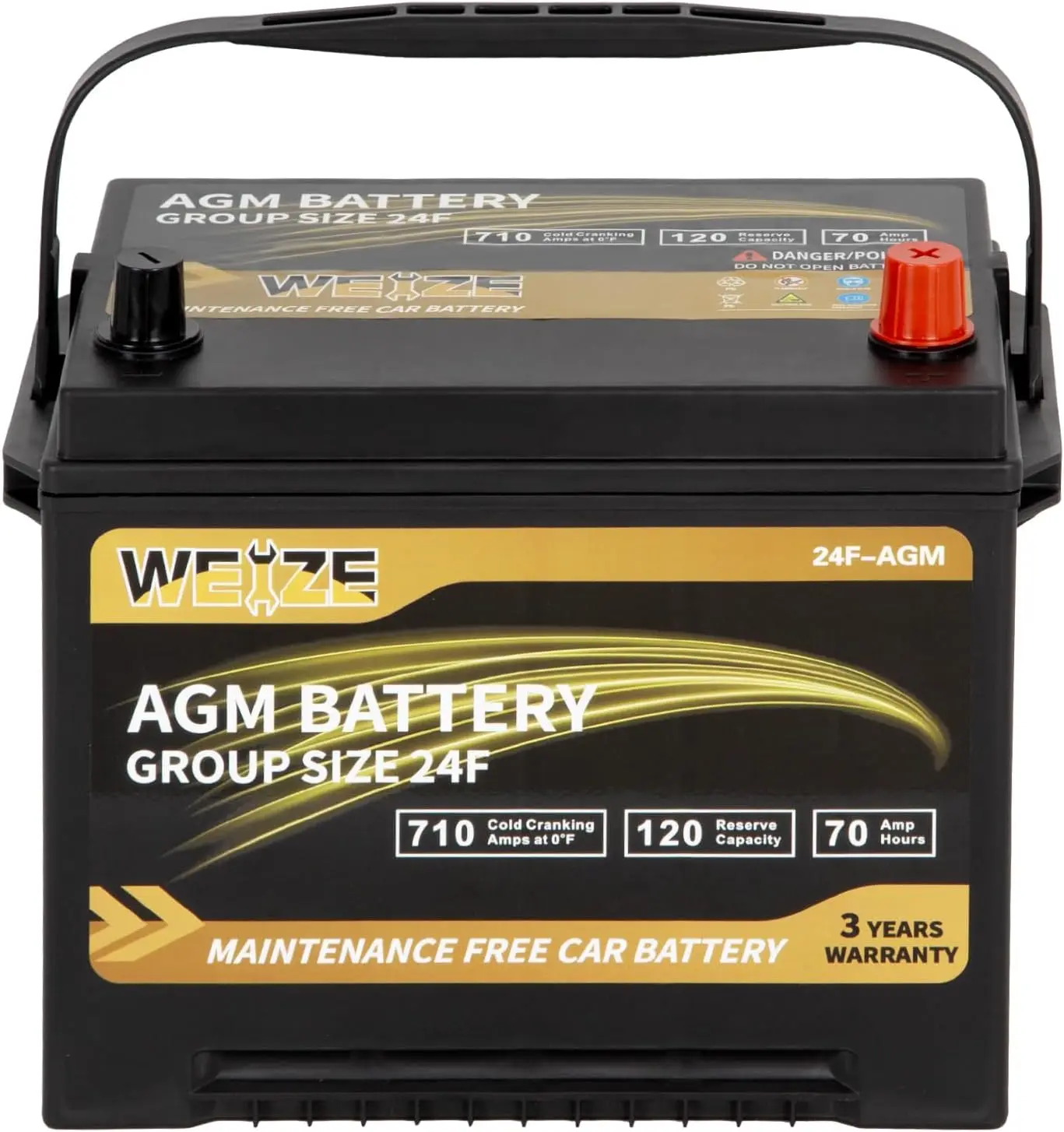 Platinum AGM Battery BCI Group 24F Automotive Battery, 120RC, 710CCA, 36 Months Warranty