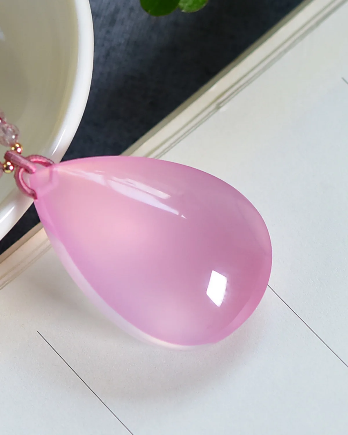 

Natural Rose Quartz Water Drop Pendant Necklace Rose Quartz 40.4x27.8x16mm Crystal Jewelry AAAAA