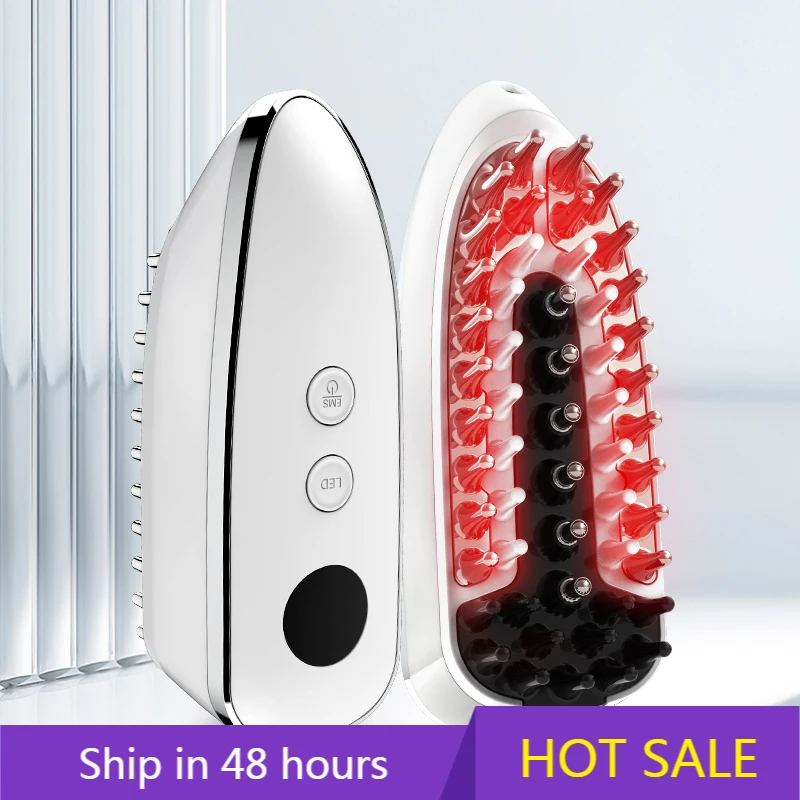 

YTYIN KKS Scalp Massage Devices Massager Brush EMS Vibration High Frequency Red Light Comb Stainless Steel & Plastic