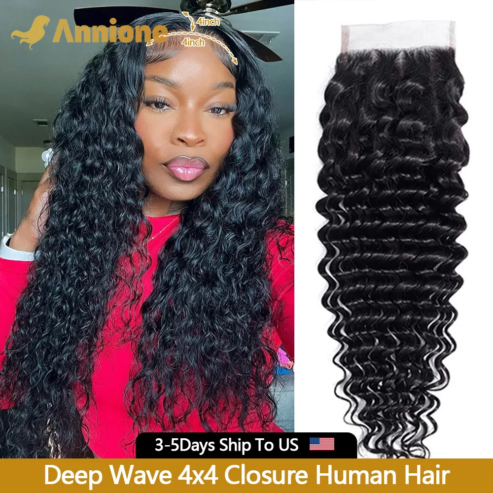 

Annione Curly Deep Wave 4x4 Кружевная застежка Только человеческие волосы Настоящая HD Прозрачная кружевная застежка 100% необработанные человеческие волосы HD Предварительно выщипанное кружево