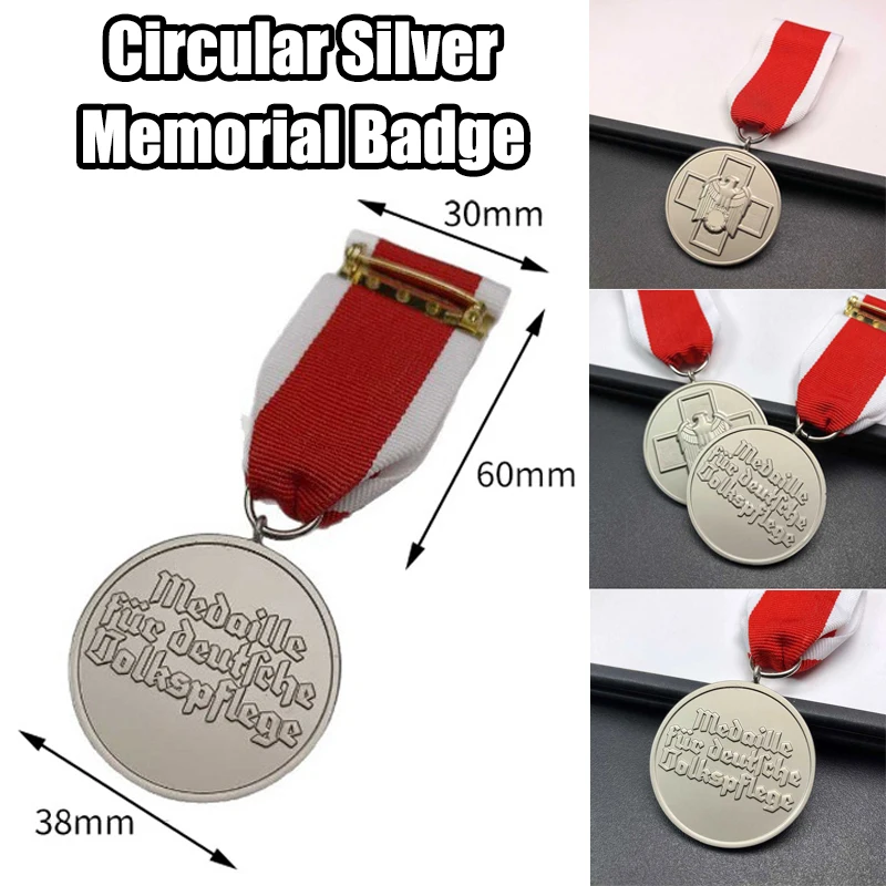 شارة تذكارية فضية دائرية من الحرب الألمانية، وسام شريطي، زخرفة تذكارية للحرب، هدية خاصة للحرف اليدوية
