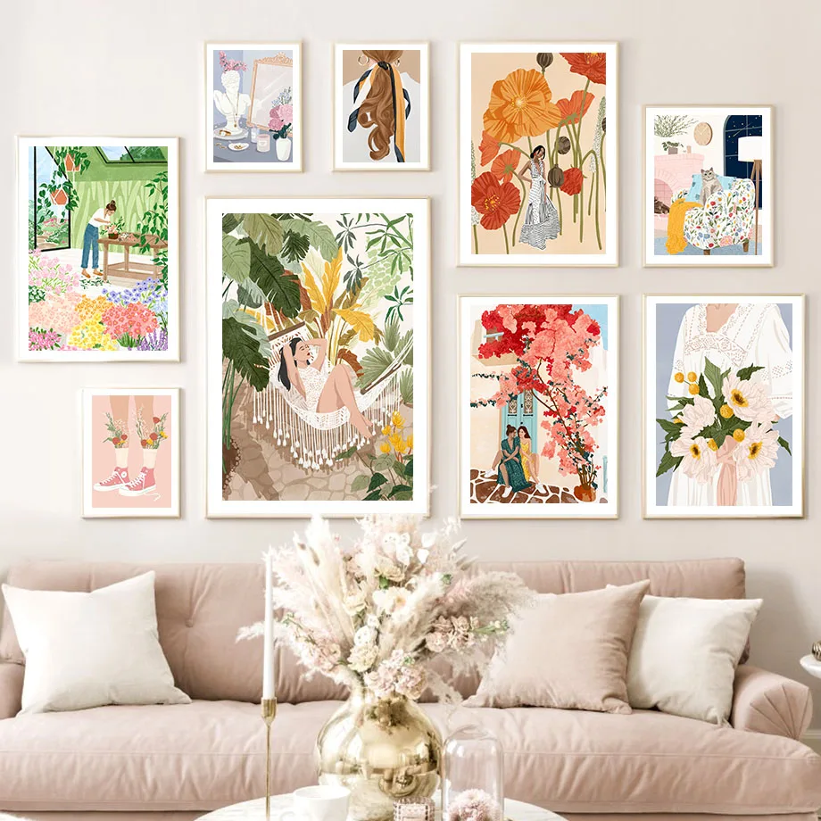 1pc frameless Canvas Painting Boho Nursery Wall Art Cute Bunny Elephant Rainbow Canvas Prints Alphabet Heart Floral Posters Baby