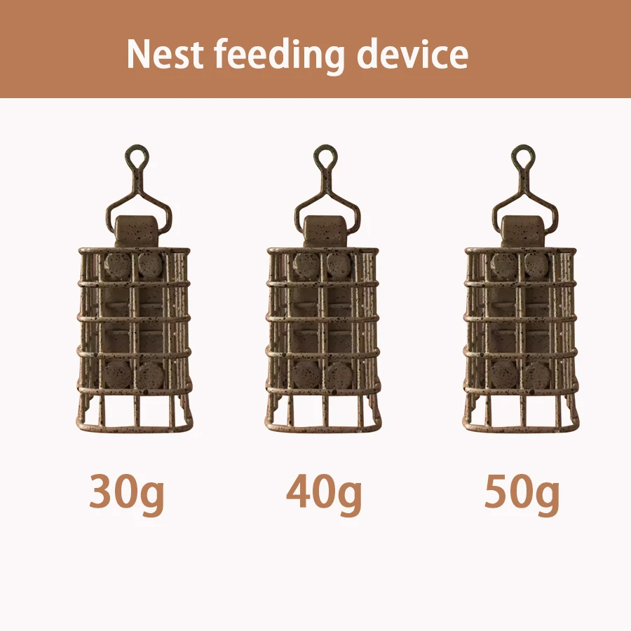 30g/40g/50g quadratische Fünf-Gitter-Fütterungsmaschine, Angelschnur-Fütterungsmaschine, Futtergerät für Karpfenangeln