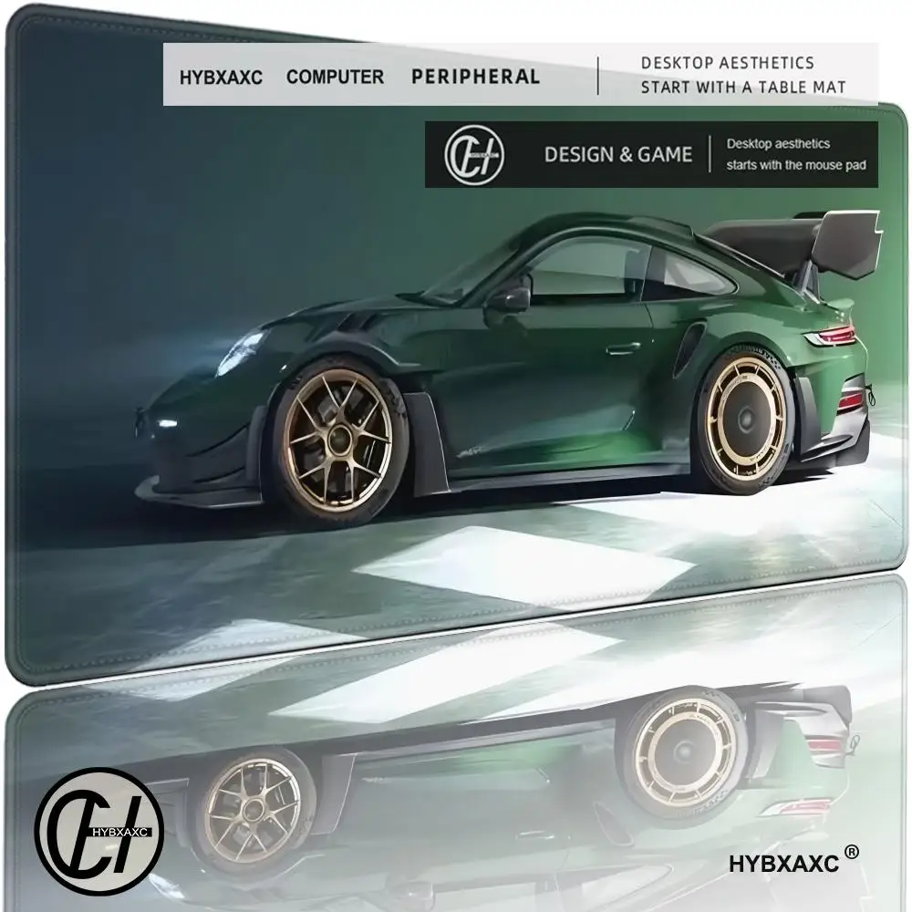 

Зеленый коврик для мыши в виде спортивного автомобиля и гоночной трассы, большой, резиновый, противоскользящий, аксессуар для ПК, для офиса и геймеров, декоративный коврик для клавиатуры HYBXAXC