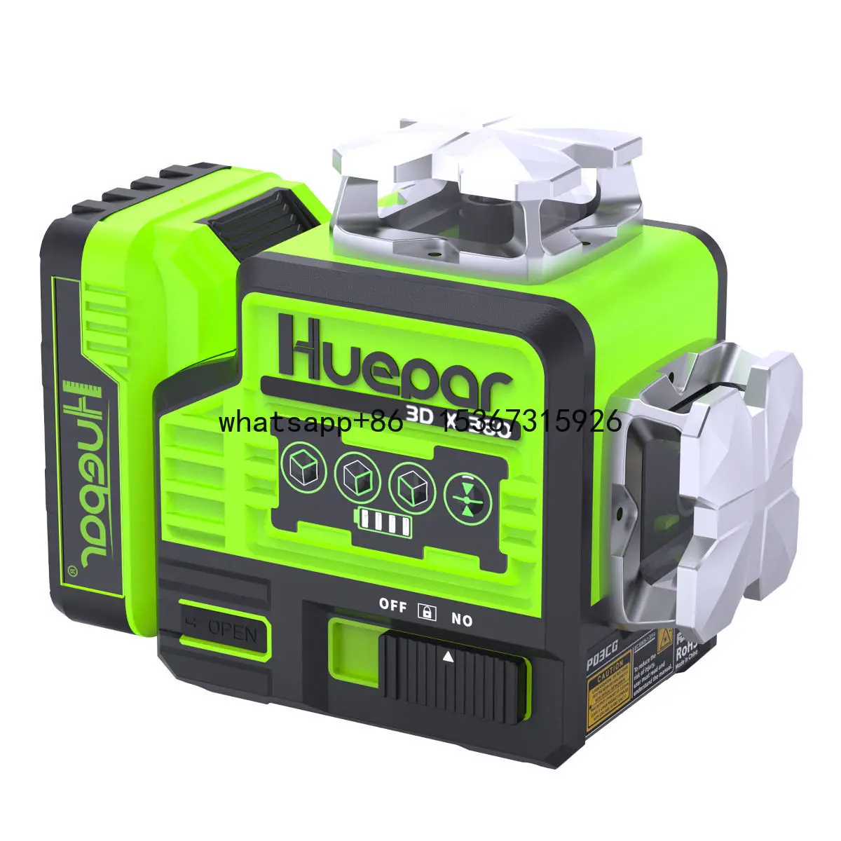 Huepar P03CG Level 3x360 Degree Cross Line Self Leveling 12 Line Rechargeable Battery