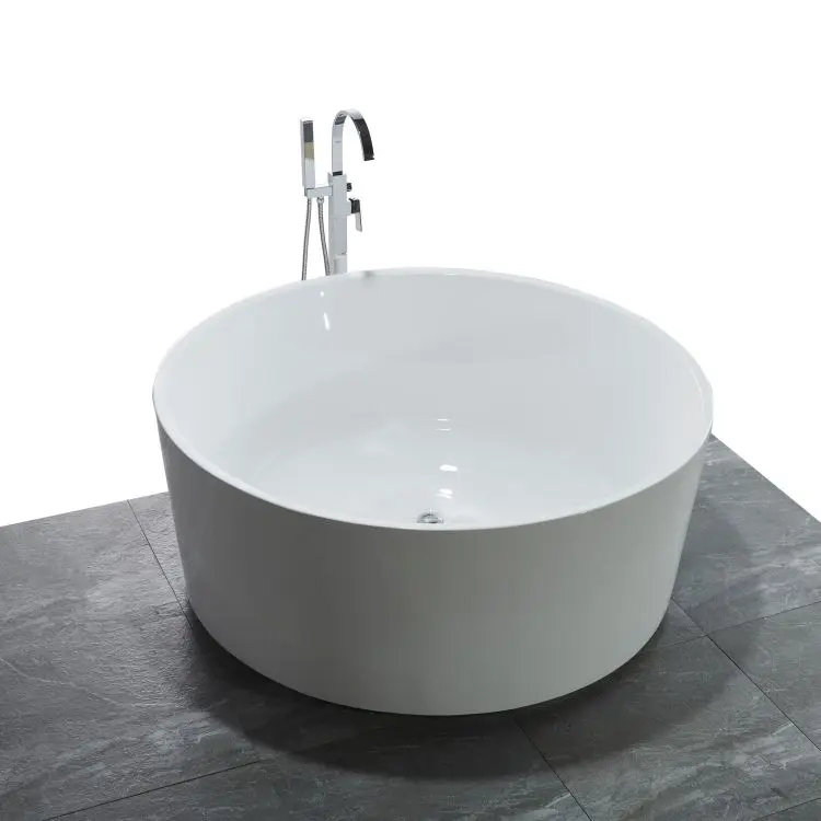 

Round Modern Design Free Standing Bathtub Hotel Soaking White Acrylic Quality Bath Tub