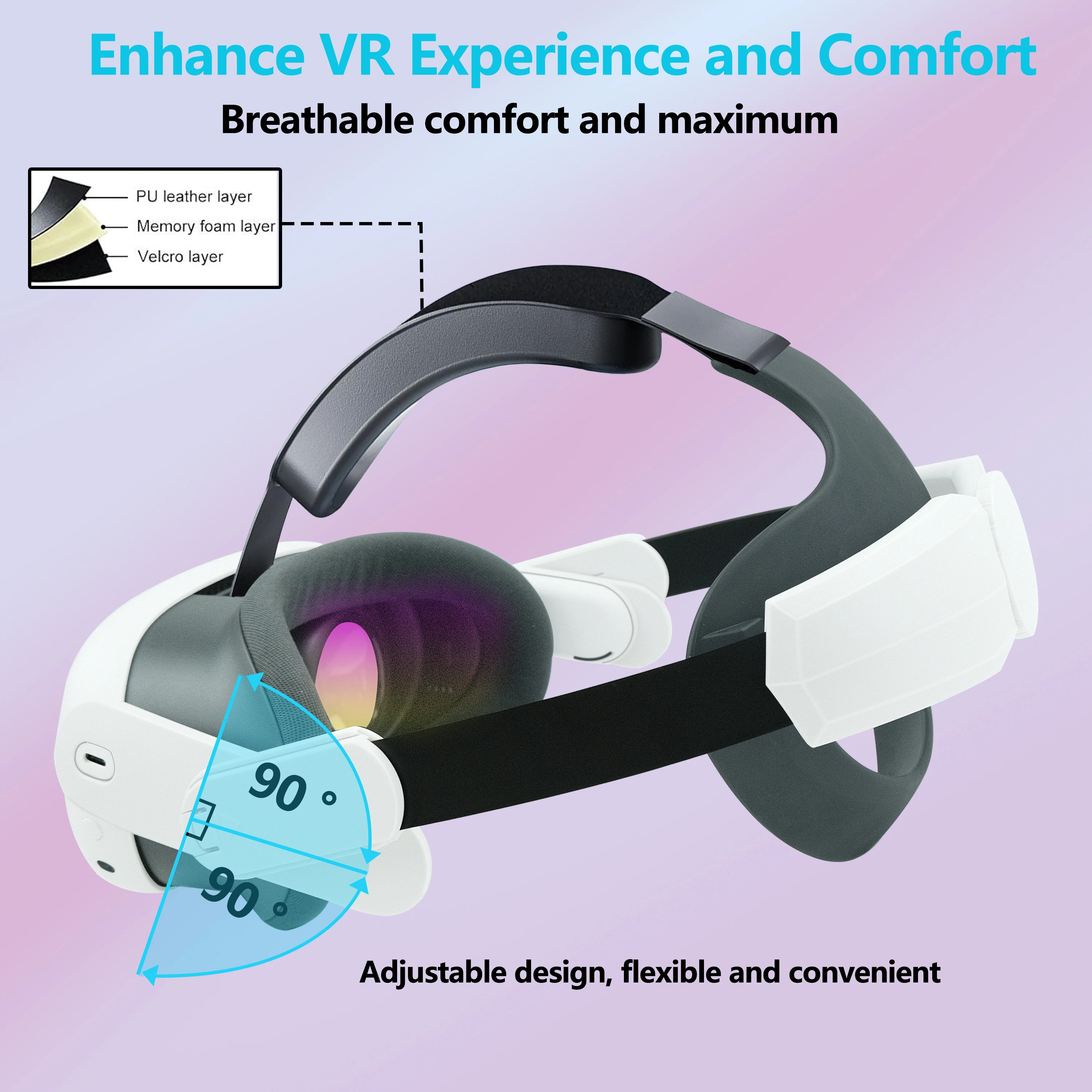 Suitable for Replacing the Head Strap of Meta Quest 2/Quest 3/Quest 3S, Adjustable for Pressure Relief and Breathability, Enhanc