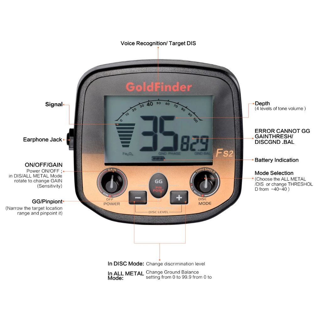 Imagem -05 - Gold Prospecting Metal Detector Goldfinder Bug Alta Sensibilidade 19khz Freqüência de Operação Treasure Finder Precise Locator