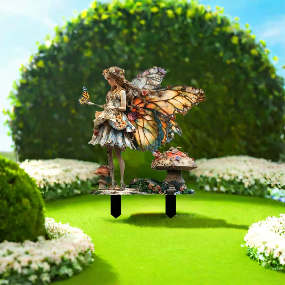 รูปปั้นนางฟ้าอะคริลิคขนาดเล็ก ตกแต่งสวน ติดพื้น กันน้ำ น่ารัก รูปปั้นนางฟ้าดอกไม้ สำหรับตกแต่งสนามหญ้า