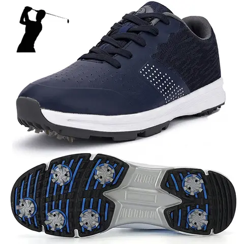 Zapatos de Golf impermeables para hombre, zapatillas clásicas de entrenamiento deportivo al aire libre, sin clavos, talla grande 13 14