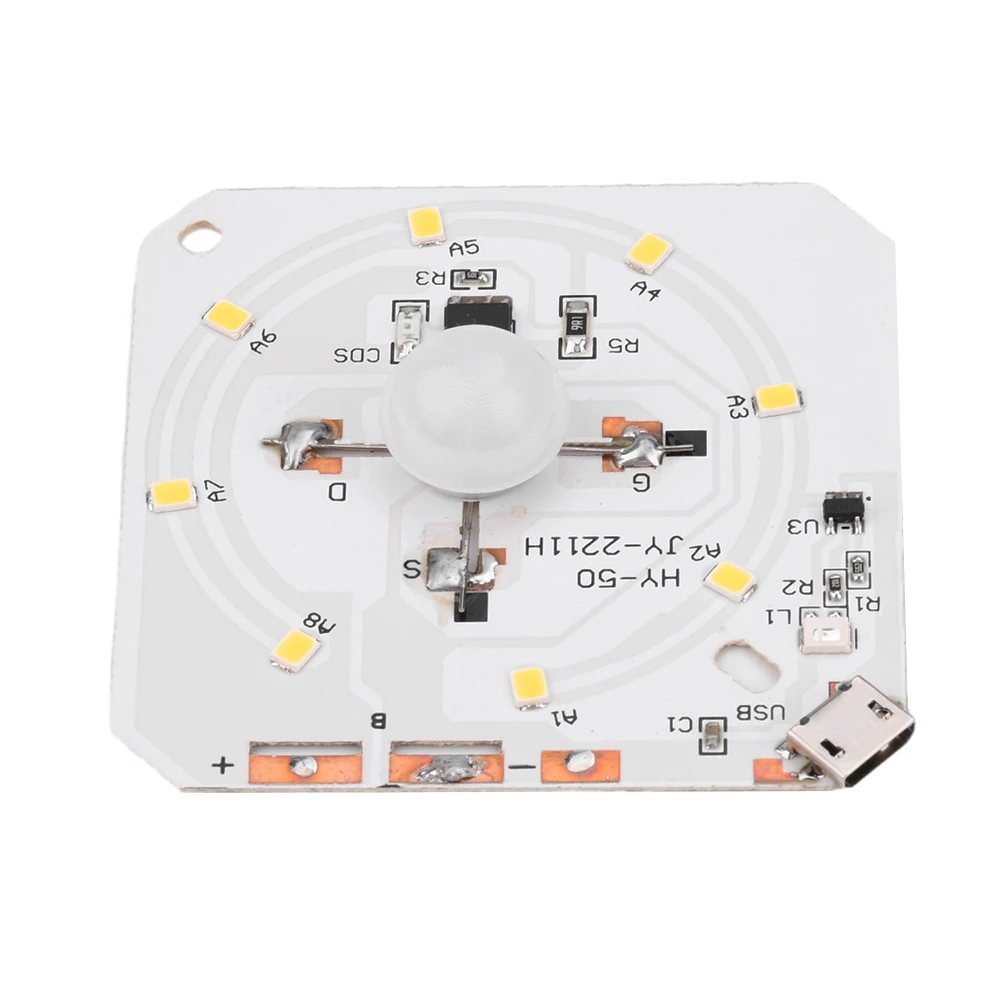 Sensor de movimiento PIR LED, luz de inducción infrarroja del cuerpo humano, placa de circuito, carga USB, recargable, lámpara nocturna, módulo de