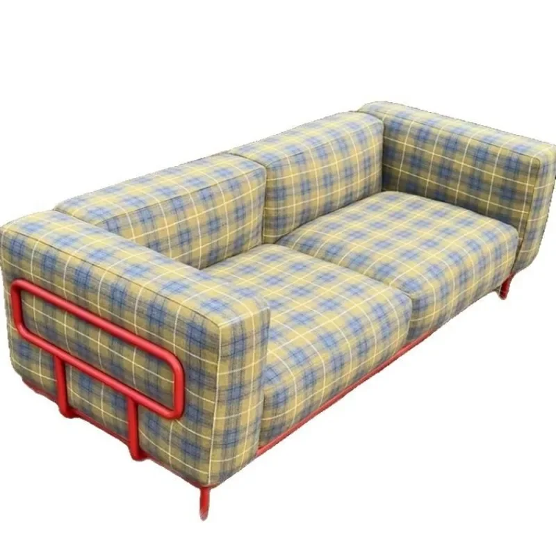 Wollenes Kariertes Sofa Dopamine Antiker Stoff Dreisitzer-Sofa Zerlegbar und Waschbar