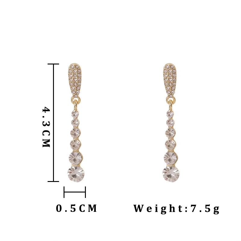 Trendy Shiny Crystal Drop Earrings for Women Wedding Party Long Jewelry Elegant Rhinestones Round Geometry Dangle Earrings