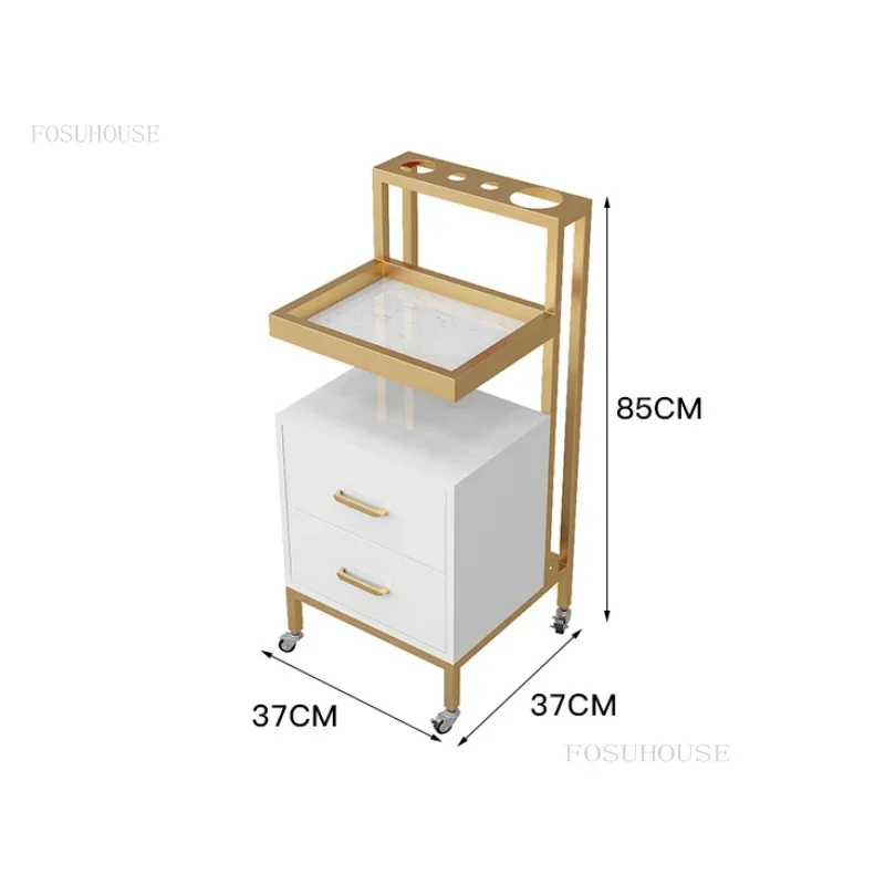 Light Luxury Salon Trolleys Hairdressing Shop Tool Cabinet Hair Salon Special Shelf Barber Shop Moving Trolley Tool Trolley