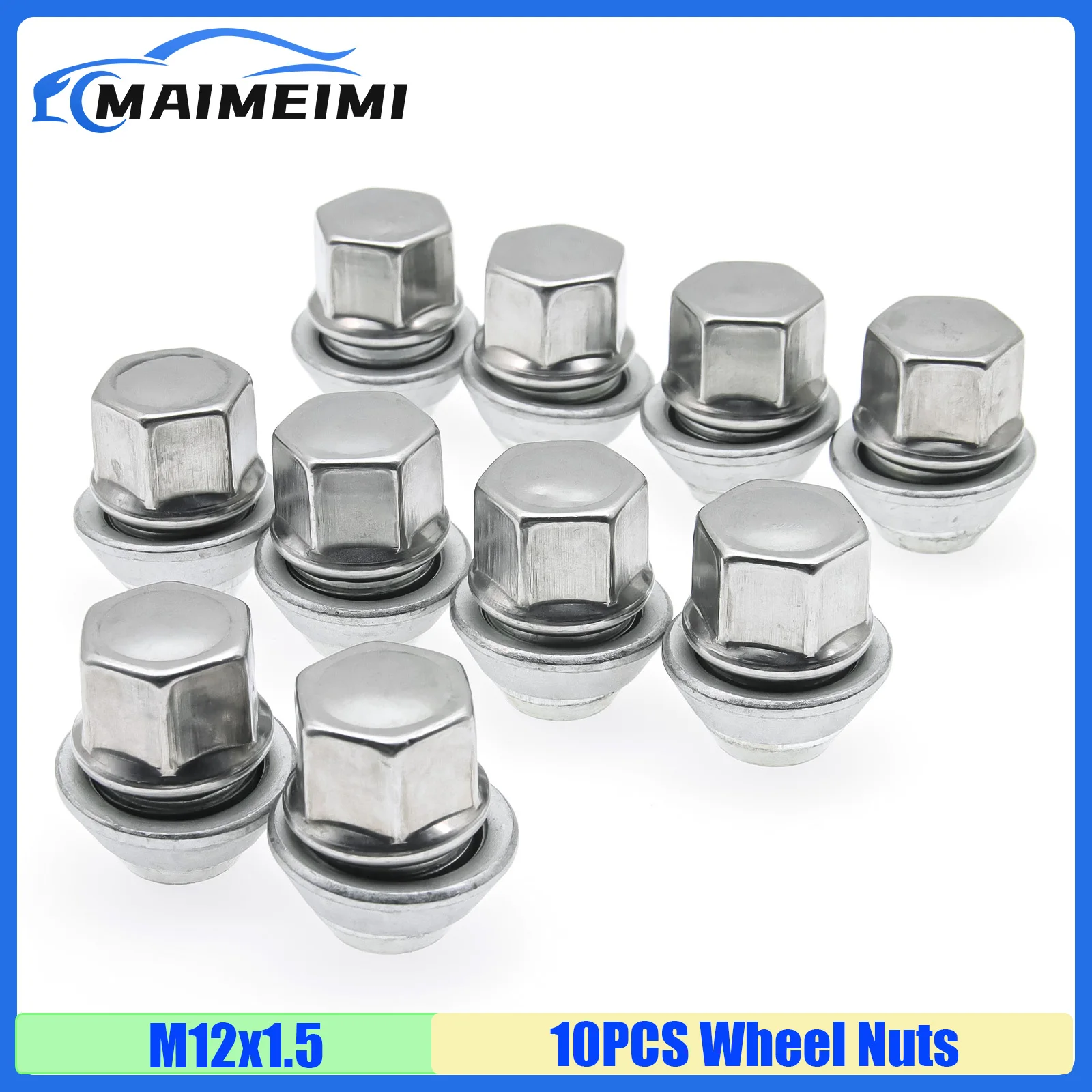 

MAIMEIMI 10PCS M12x1.5 Alloy Steel Wheel Nuts For Ford Fiesta Mondeo C-Max Focus MK1 MK2 MK3 ST RS 19MM Bolt Lug Stud Tyre Nut