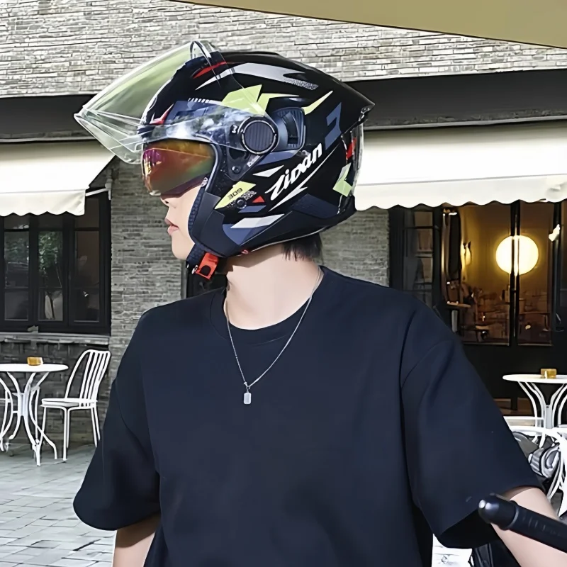Extra‑Large 5XL Open‑Face 3/4 Motorcycle Helmet, Dual Visor Oversized Helmet for Men Women, 65‑70CM for Large Head Circumference