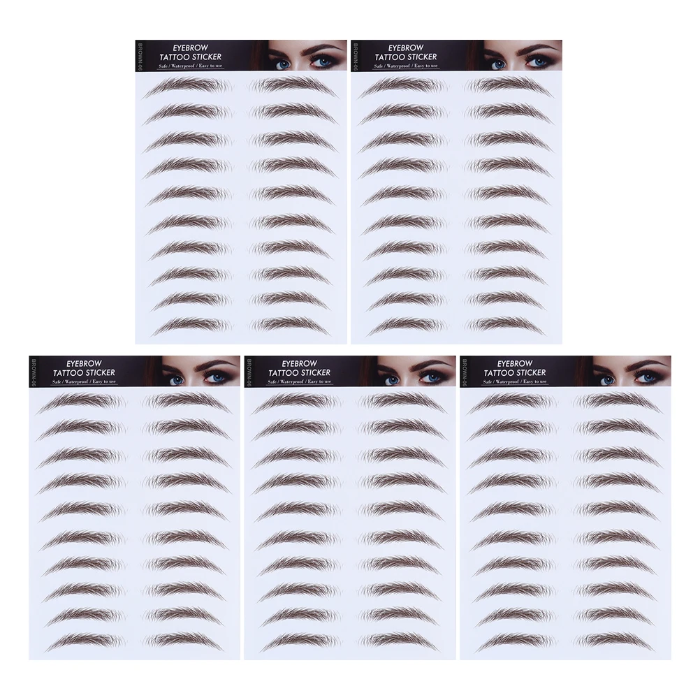 

5pcs 6D Transfers Stickers Bionic Tattoos Temporary Artificial Eyebrow Tools Waterproof Eyebrow Makeup Stencils For Sparse Light