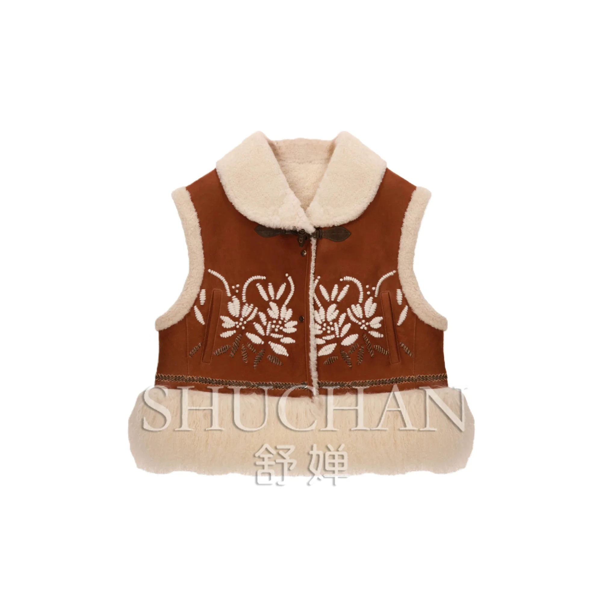 2026 winter new coat women original design winter Australian beautiful slave real fur integrated hand lapel embroidered vest