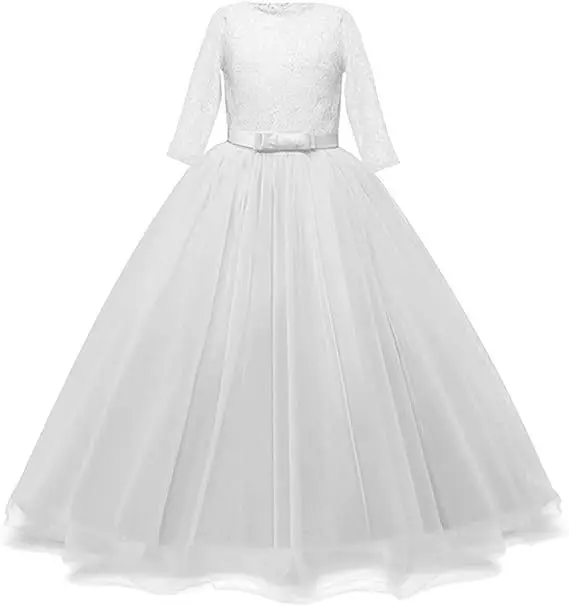 Girls White Dress for Baptismal Ceremony Flower Child Wedding Dress Summer Princess Dresses Kids Birthday Gifts Evening Gown