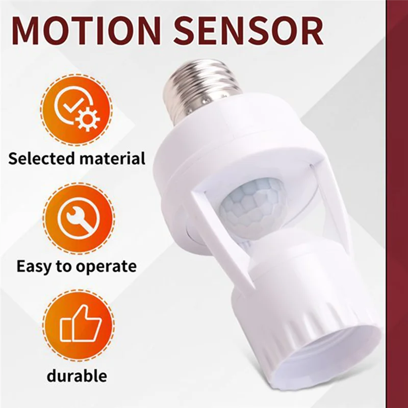 RISE-360 °   Base de lámpara con enchufe E27 de detección humana con sensor de movimiento infrarrojo IR, 3 uds CA 110-220V para iluminación LED