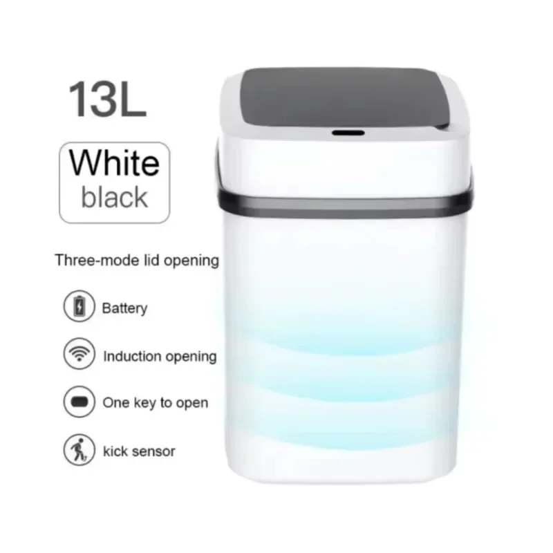 Smart Induction Trash Can Automatic Intelligent Sensor Dustbin Electric Touch Trash Can for Kitchen Bathroom Bedroom Garbage