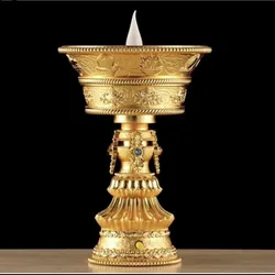 Customized Tibet Butter Lamp, Rechargeable Alloy Buddhism Candle and Candlestick, Warm White LED, Thailand Buddhist Pray Light