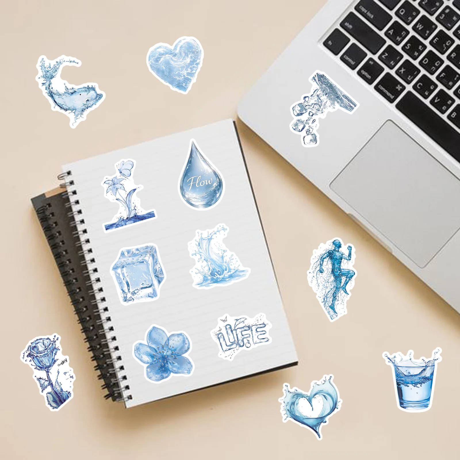 50Pcs Blue Ocean Small Fresh Cartoon Stickers Blue Style Graffiti Decal DIY Luggage Phone Guitar Scraphbook Waterproof Sticker