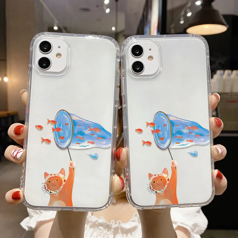 Transparente Katzen-Angel-Handyhülle für iPhone 17 Fundas iPhone 16 18 Pro Max 11 13 15 14 12 Air 17promax Stoßfeste Weiche Hülle – Detail 1
