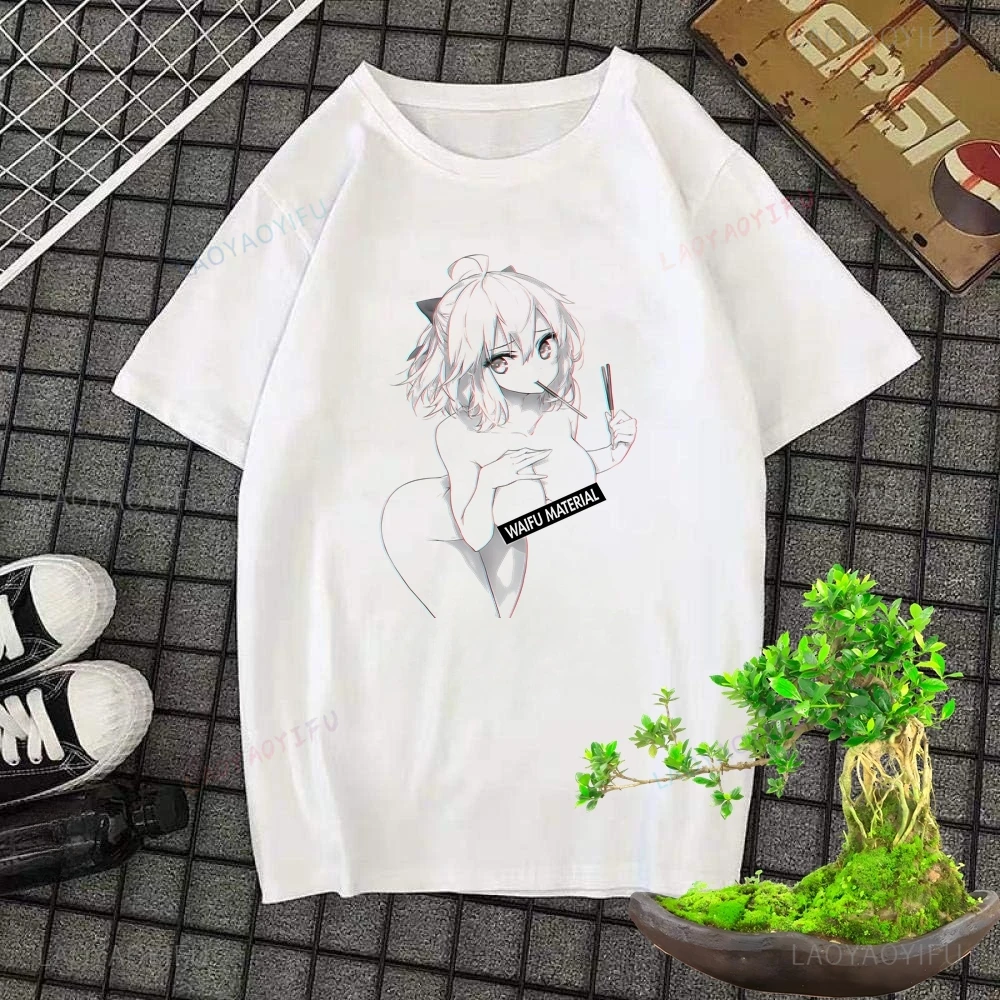 Fashion Anime Shirt Fashion Streetwear Hentai Waifu Printed T-shirt Trend Harajuku Short Sleeve Unisex Pattern Oversized Shirt