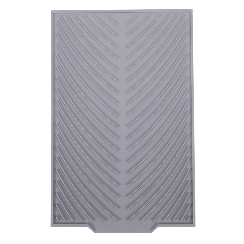 Silicone Dish Drying Mat Flume Folding Draining Mat,Rectangle Drain Mat Drying Dishes Pad Heat Resistant Non-Slip Tray Gray