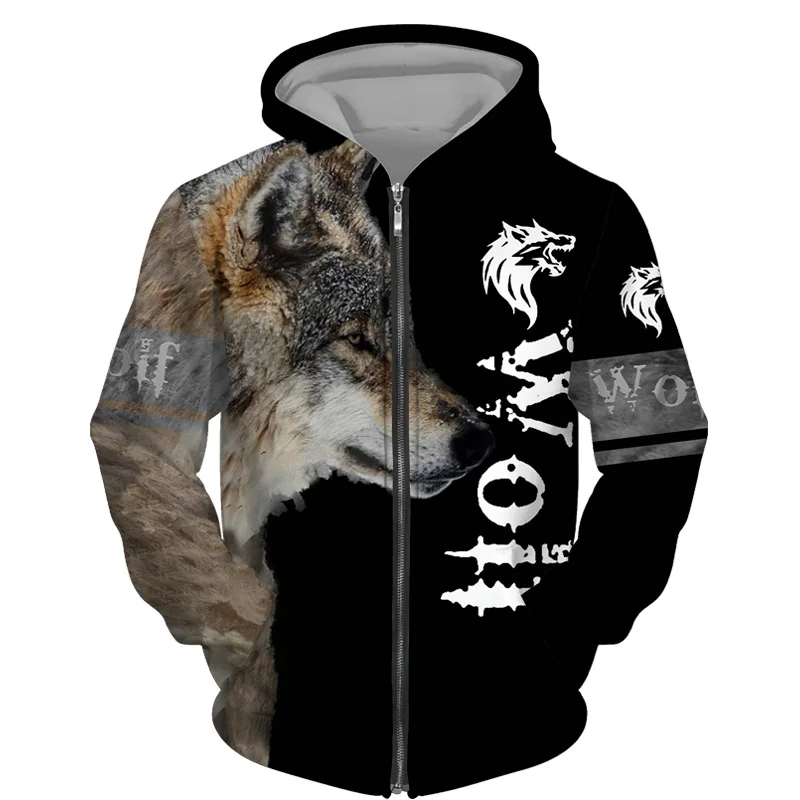 Cool 3D Wolf Printed Zipper Hoodies Fashion Men/Women Streetwear Hooded Jacket Coat Unisex Casual Hip Hop Pullover Sweatshirts